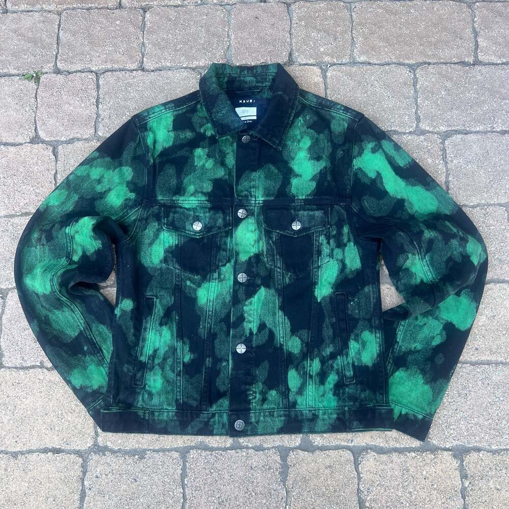 Ksubi Black and Green Tie-Dye Denim Jacket Size M